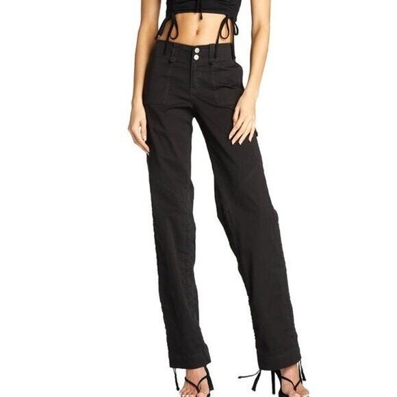 I.AM.GIA Ryder Cargo Pants Black Ruched Drawstring Sides Small - Picture 1 of 9